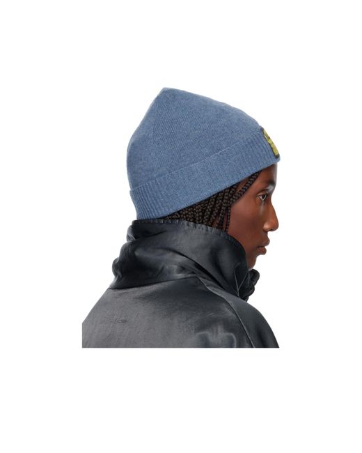 MM6 by Maison Margiela Blue Logo Patch Knitted Beanie
