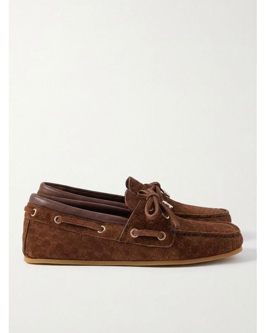 Gucci Brown Allover Gg Logo Slip-On Loafers