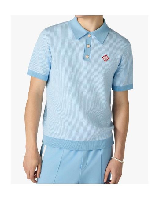 Casablanca Blue Striped Logo Polo Shirt for men
