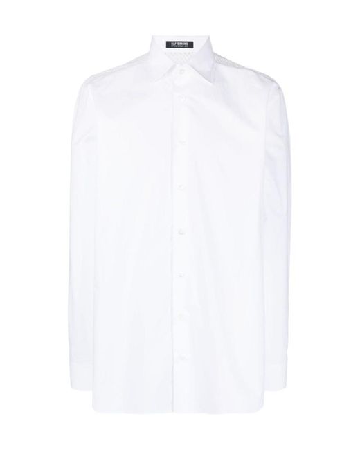 Raf Simons White Mesh-Detail Cotton Shirt for men