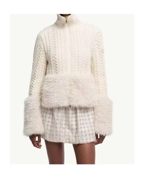 Moncler White Zip-Up High Neck Cardigan