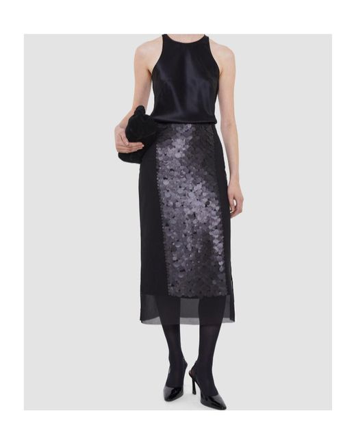 Joseph Black Sequin-Embellished Midi Skirt