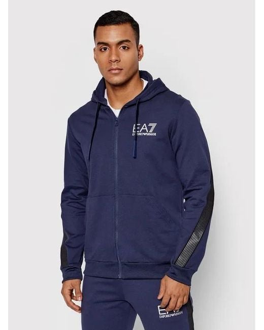 EA7 Blue Logo And Hat Casual Jacket for men