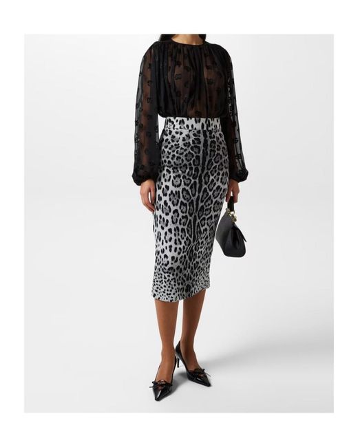 Dolce & Gabbana Black Animal Print Skirt