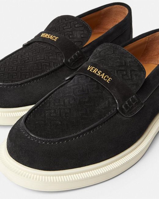Versace Black Round-Toe Slip-On Loafers for men