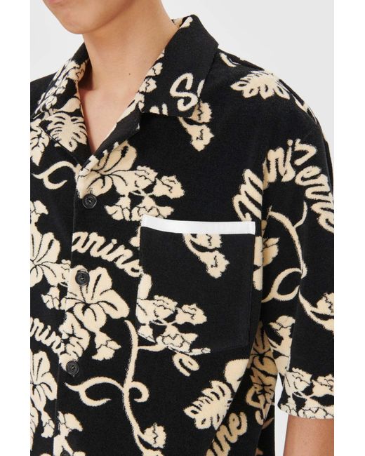 MARINE SERRE Black Patterned-Jacquard Terry-Cloth Shirt for men