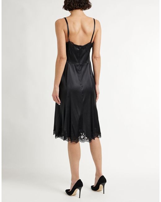 Dolce & Gabbana Black Solid Color Lace Cami Dress