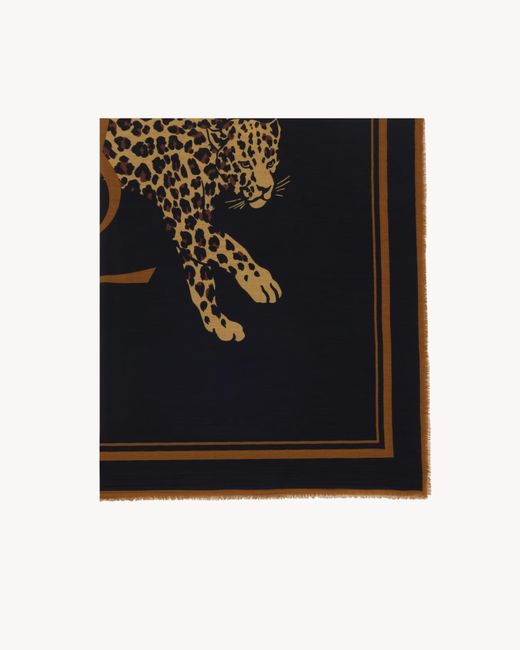 Saint Laurent Black Cassandre Large Square Scarf for men