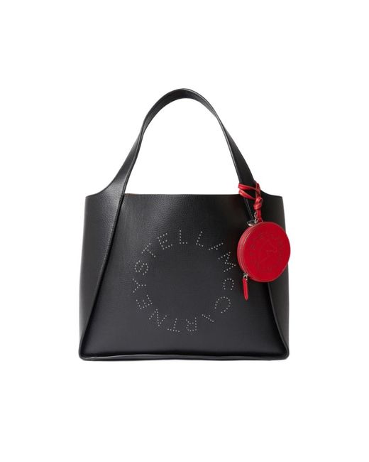 Stella McCartney Red Perforated Round Keyring
