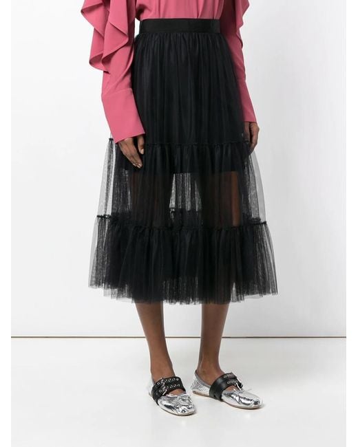 Moncler Black Knee-High Transparent Skirt