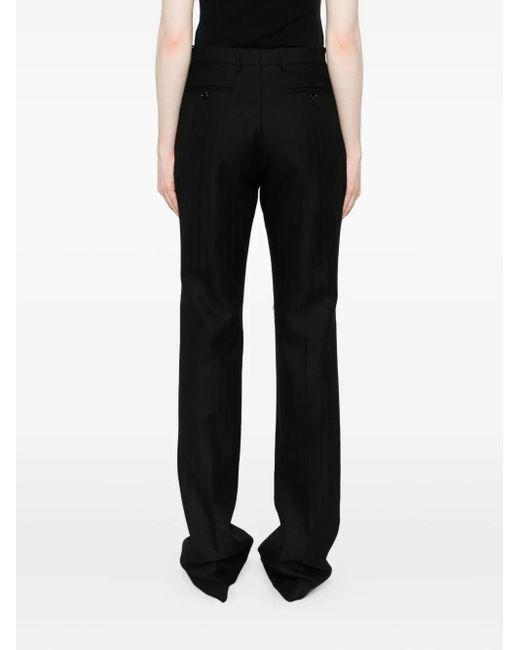 Tom Ford Black Sharp Herringbone Tailored Straight Pants