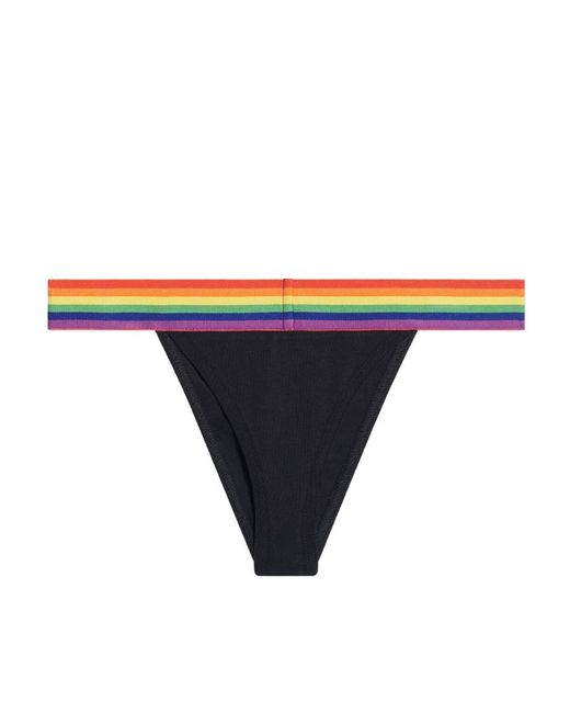 Balenciaga Blue Striped Waistband Thongs for men
