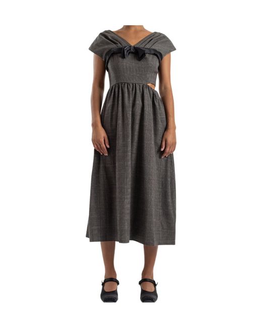Simone Rocha Black Pleated Flared Dress