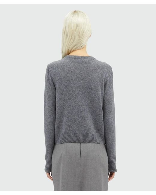 MSGM Gray Rose-Appliqué Knitted Cardigan