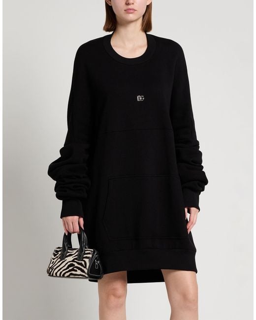 Dolce & Gabbana Black Solid Color Fleece Sweatshirt