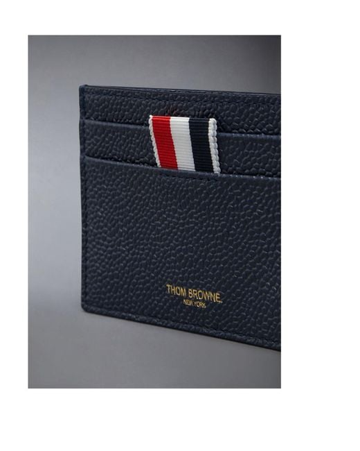 Thom Browne Blue Pebbled-Leather Card Holder for men