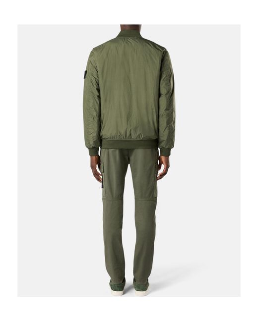 Stone Island Green Logo Patch Bomber Jacket for men