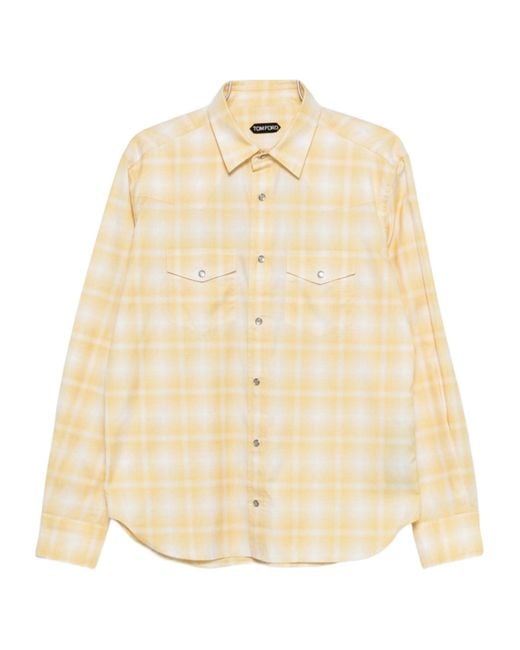 Tom Ford Natural Checkered Shirt for men