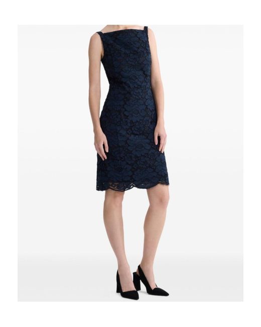 Patou Blue Floral-Lace Mini Dress