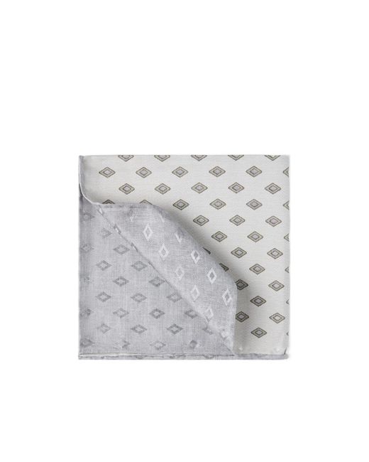 Brunello Cucinelli Gray Diamond Silk Pocket Square Scarf for men