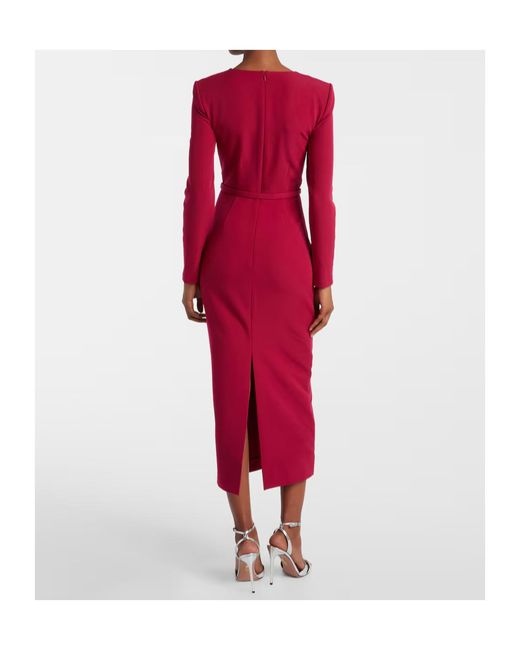 Roland Mouret Red Belted Crêpe Midi Dress