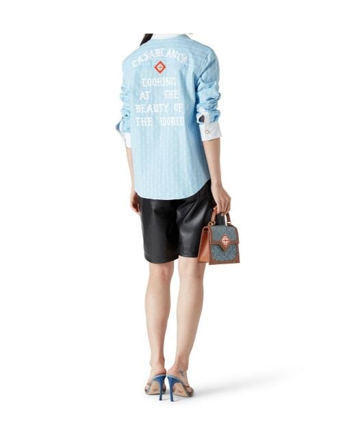 Casablanca Blue Pinstripe Long-Sleeved Shirt
