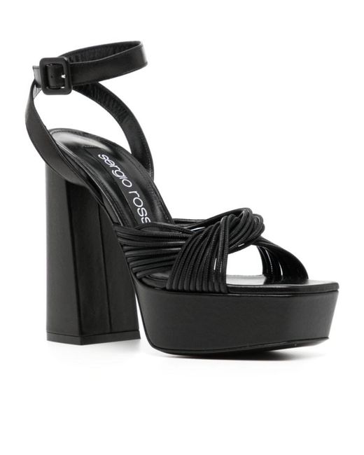Sergio Rossi Black Square-Headed High-Heeled Sandals