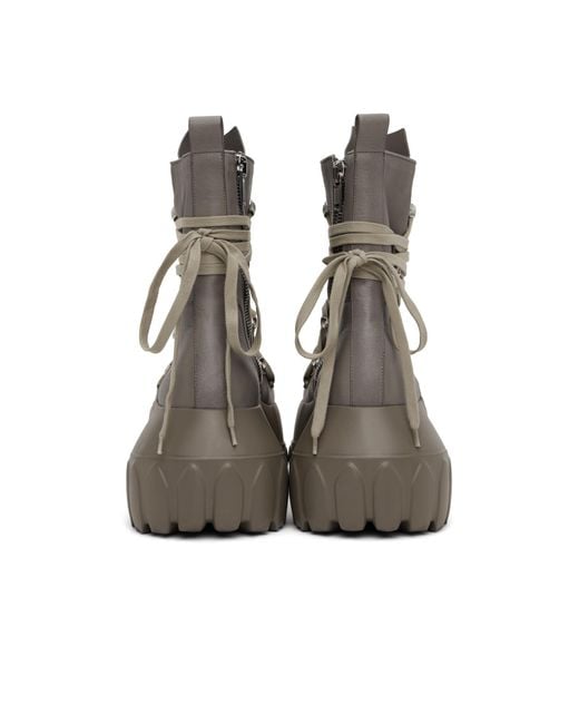 Rick Owens Gray Hollywood Megalace Mega Tractor Boots for men