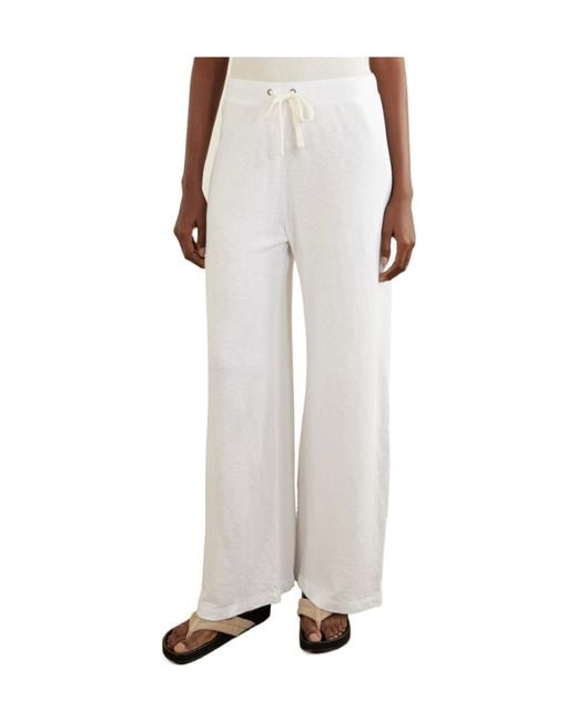 James Perse White Cotton-Terry Wide-Leg Track Pants