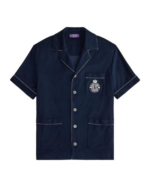 Ralph Lauren Blue Short-Sleeve Embroidered Cabana Shirt for men
