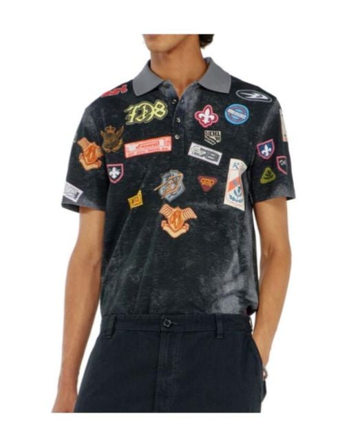 DIESEL Blue Short-Sleeved Polo Shirt for men