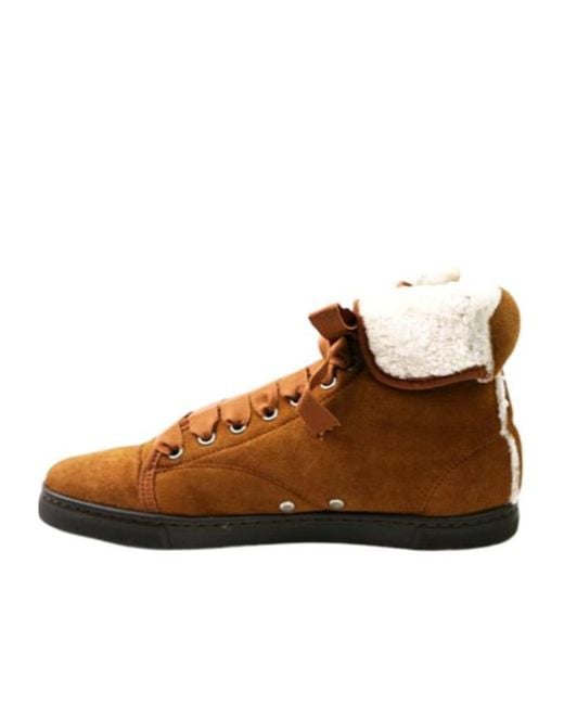 Lanvin Brown Wool High-Top Sneakers