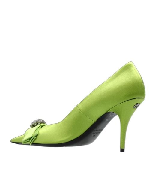 Balenciaga Green Avenue Palazzo Pointed-Toe Pumps