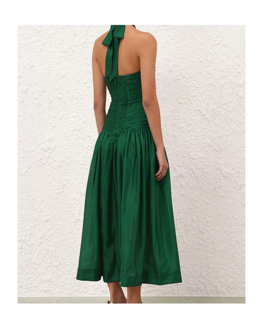Zimmermann Green Halter Cut-Out Detailed Midi Dress