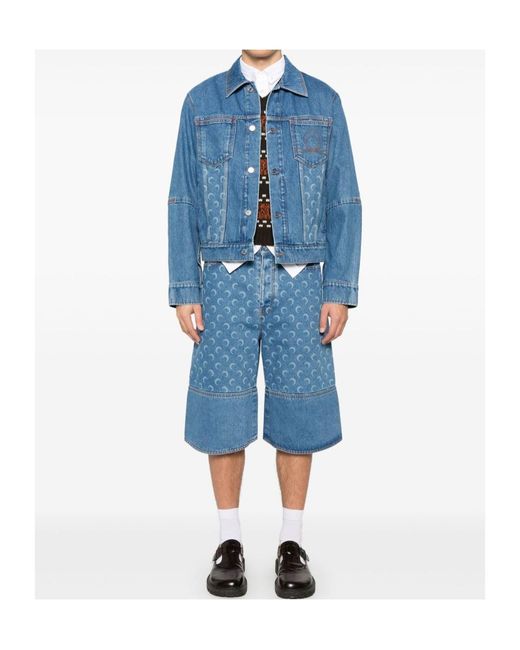 MARINE SERRE Blue Moon Print Bermuda Shorts for men