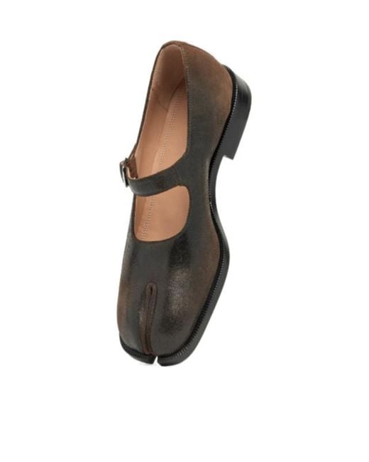 Maison Margiela Brown Split-Toe Block Heel Tabi Mary Jane Shoes