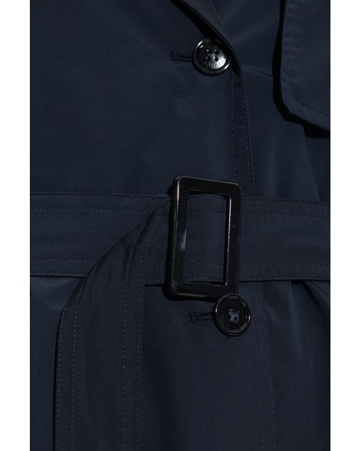 Woolrich Blue Belted Button-Up Trench Coat