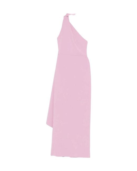 Solace London Pink One-Shoulder Drape Dress