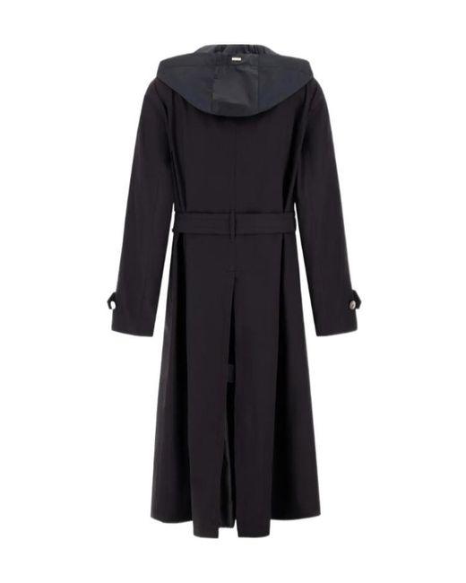 Herno Black Removable-Hood Trench Coat
