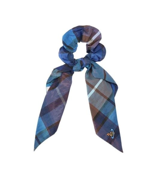 Vivienne Westwood Blue Check Patterned Scarf