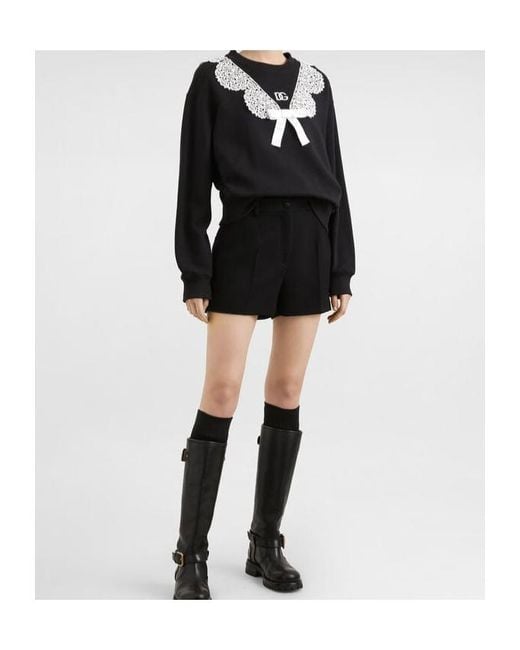 Dolce & Gabbana Black Lace-Detail Sweatshirt