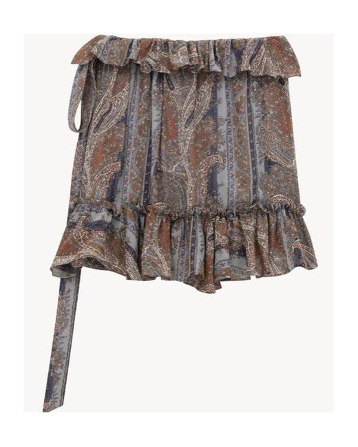 Saint Laurent Gray Jupe Ruffled Skirt