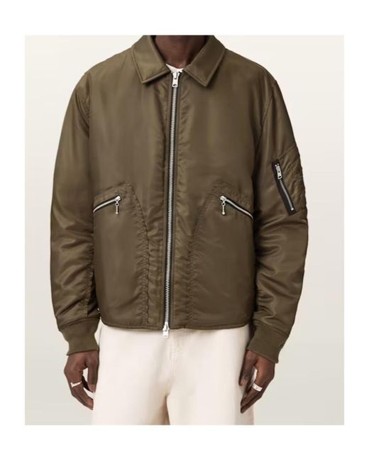 AllSaints Green Fallon Bomber Jacket for men