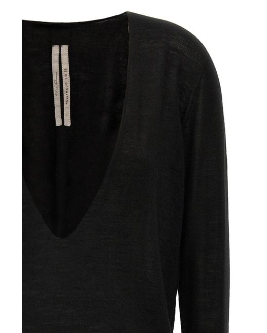Rick Owens Black Extreme V Neck Pullover