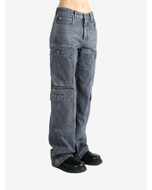 Rick Owens Gray Wide-Leg Double Cargo Jeans