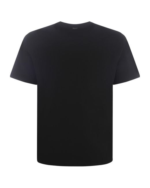 Herno Black Logo Patch Crewneck T-Shirt for men