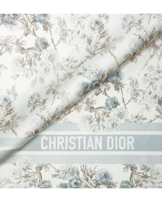 Dior Gray Rosier De 90 Square Scarf