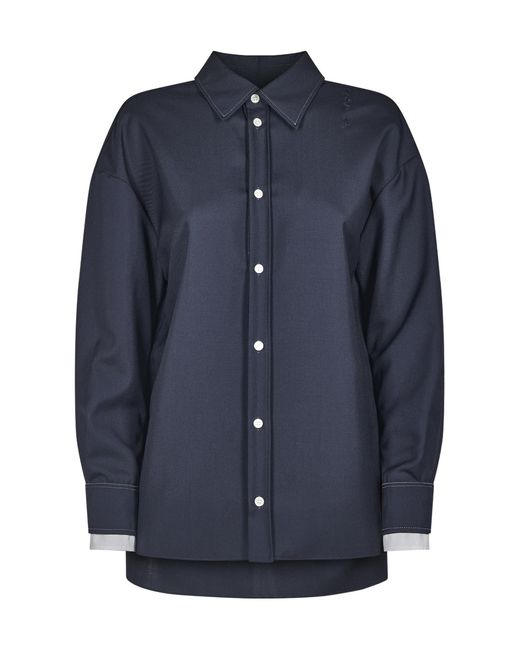 Marni Blue Cuvered Hem Layered Shirt