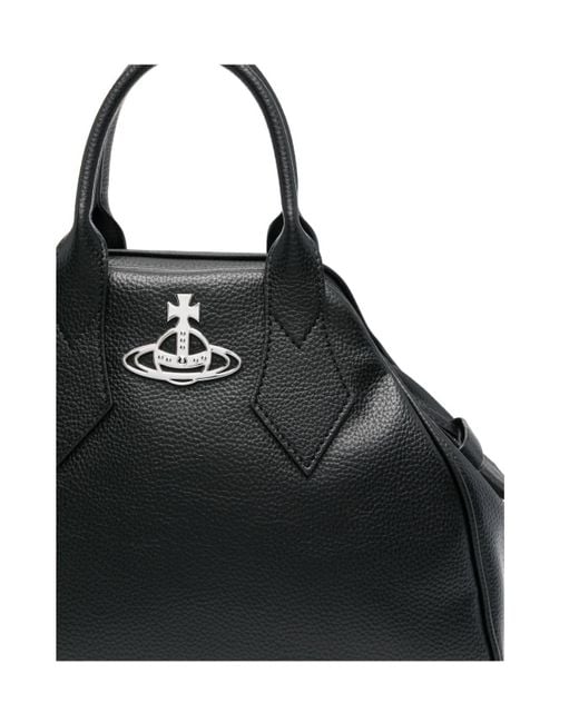 Vivienne Westwood Black Medium Yasmine Orb Plaque Tote Bag
