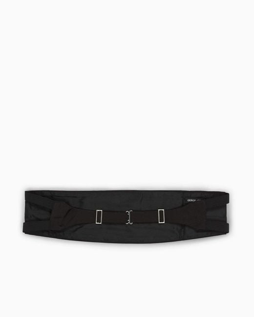 Giorgio Armani White Hook Buckle Satin Belly Belt for men